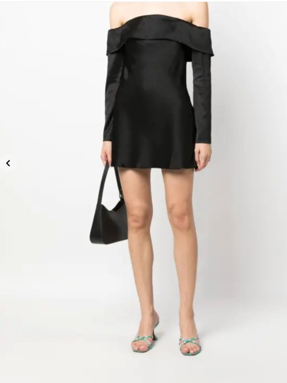 NWT! | Reformation | Maves Satin Mini Dress, Black Off Shoulder - XL